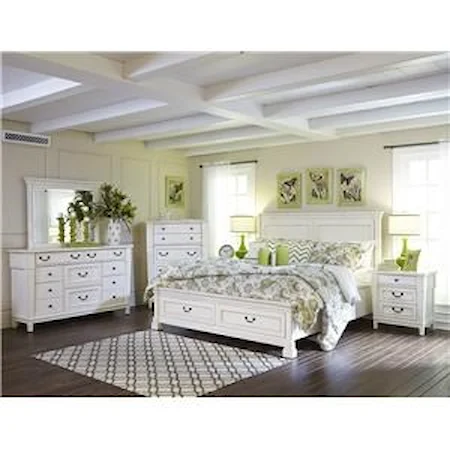 Queen Panel Storage, 10 Drawer Dresser, Mirror, 3 Drawer Nightstand